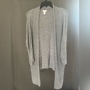 Chico’s Gray Mesh Open Sweater